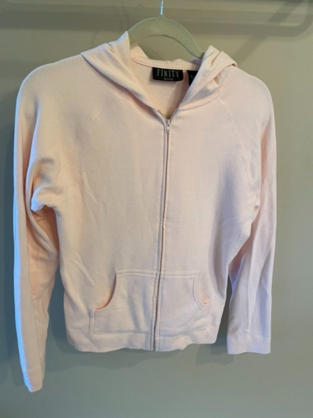 Women's Finity Petites Cotton hooded Sweatshirt in soft pink, size Petite Medium